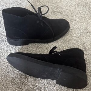Clarks Black Suede Desert Boots